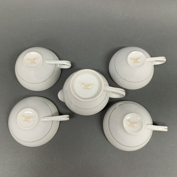 Touch of Gold Embassy DoM Cups Creamer White Border Design Gold Trim Lot of 5 - Picture 9 of 12